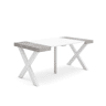 Mesa Consola Extensível, Cozinha, Sala de jantar, 160x90x73cm, Para 8 pessoas, Pés de madeira, Estilo moderno, Branco e cinzento
