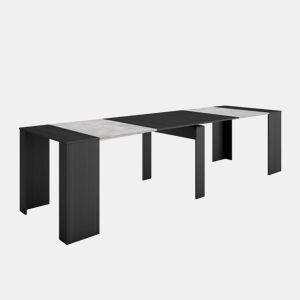 Mesa Consola Extensível, Cozinha, Sala de jantar, 302x90x77cm, Para 14 pessoas, Mesa de Jantar, Cimento