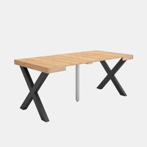 Mesa Consola Extensível, Cozinha, Sala de jantar, 180x90x73cm, Para 8 pessoas, Pés de madeira, Estilo moderno, Carvalho