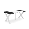 Mesa Consola Extensível, Cozinha, Sala de jantar, 160x90x73cm, Para 8 pessoas, Pés de madeira, Estilo moderno, Branco e preto