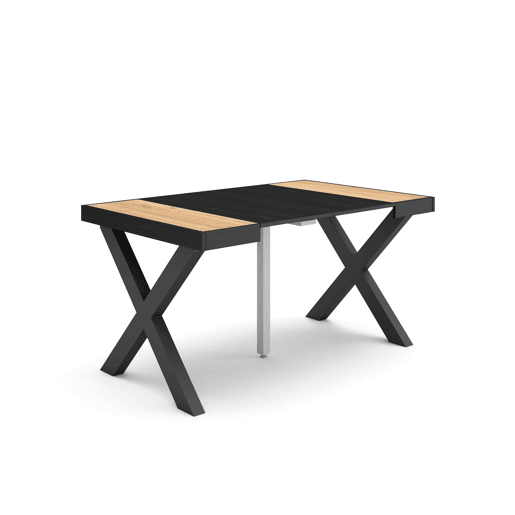 Mesa Consola Extensível, Cozinha, Sala de jantar, 140x90x73cm, Para 6 pessoas, Pés de madeira, Estilo moderno, Carvalho e preto