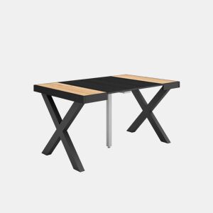 Mesa Consola Extensível, Cozinha, Sala de jantar, 140x90x73cm, Para 6 pessoas, Pés de madeira, Estilo moderno, Carvalho e preto