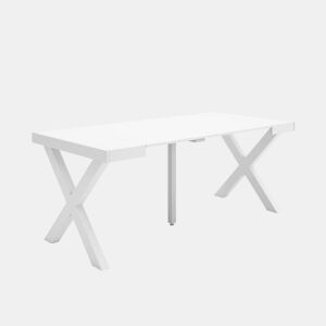 Mesa Consola Extensível, Cozinha, Sala de jantar, 180x90x73cm, Para 8 pessoas, Pés de madeira, Estilo moderno, Branco