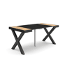 Mesa Consola Extensível, Cozinha, Sala de jantar, 160x90x73cm, Para 8 pessoas, Pés de madeira, Estilo moderno, Carvalho e preto