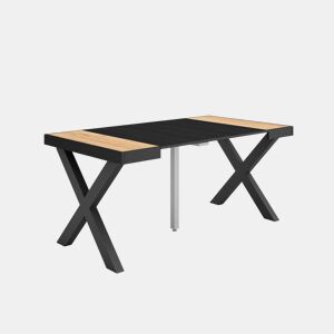 Mesa Consola Extensível, Cozinha, Sala de jantar, 160x90x73cm, Para 8 pessoas, Pés de madeira, Estilo moderno, Carvalho e preto