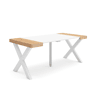 Mesa Consola Extensível, Cozinha, Sala de jantar, 180x90x73cm, Para 8 pessoas, Pés de madeira, Estilo moderno, Carvalho e branco