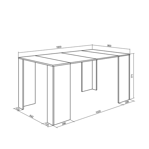Mesa Consola Extensível, Cozinha, Sala de jantar, 160x90x73cm, Para 8 pessoas, Pés de madeira, Estilo moderno, Carvalho Mesa Consola Extensível, Cozinha, Sala de jantar, 160x90x73cm, Para 8 pessoas, Pés de madeira, Estilo moderno, Carvalho