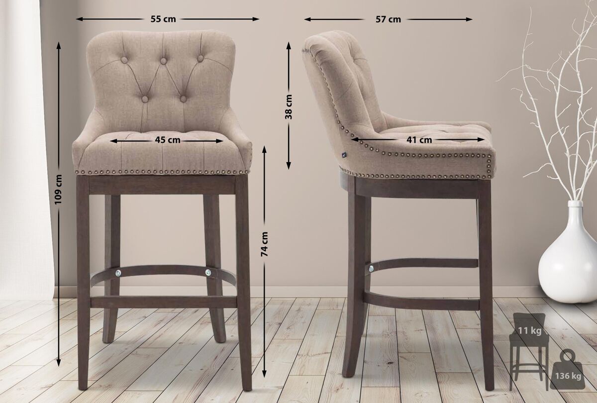 Taburete lakewood tapizado en tela gris topo 57x55x109 cm