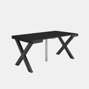Mesa Consola Extensível, Cozinha, Sala de jantar, 160x90x73cm, Para 8 pessoas, Pés de madeira, Estilo moderno, Preto