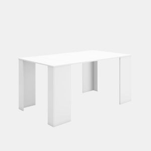 Mesa Consola Extensível, Cozinha, Sala de jantar, 160x90x77cm, Para 8 pessoas, Mesa de Jantar, Branco