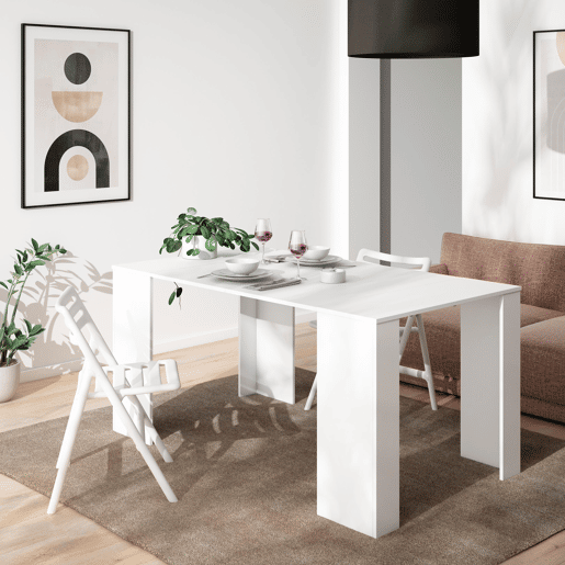 Mesa Consola Extensível, Cozinha, Sala de jantar, 160x90x77cm, Para 8 pessoas, Mesa de Jantar, Branco