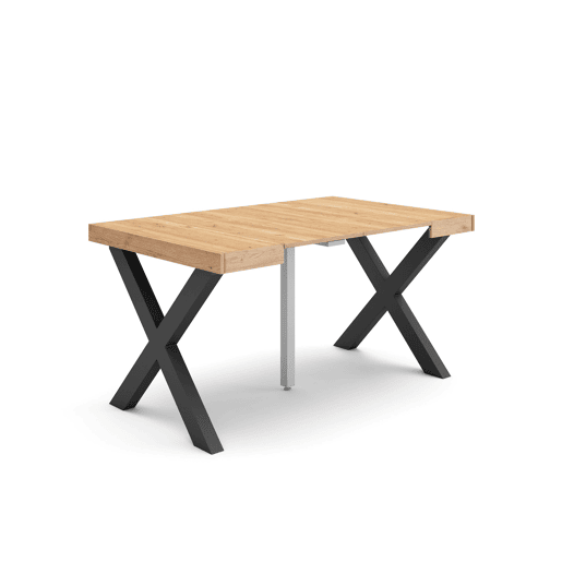 Mesa Consola Extensível, Cozinha, Sala de jantar, 140x90x73cm, Para 6 pessoas, Pés de madeira, Estilo moderno, Carvalho