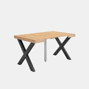 Mesa Consola Extensível, Cozinha, Sala de jantar, 140x90x73cm, Para 6 pessoas, Pés de madeira, Estilo moderno, Carvalho