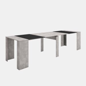 Mesa Consola Extensível, Cozinha, Sala de jantar, 302x90x77cm, Para 14 pessoas, Mesa de Jantar, Cimento