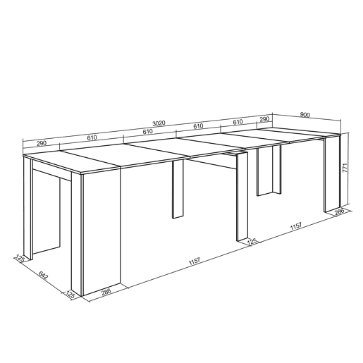 Mesa Consola ExtensÃvel, Cozinha, Sala de jantar, 302x90x77cm, Para 14 pessoas, Mesa de Jantar, Cimento Mesa Consola ExtensÃvel, Cozinha, Sala de jantar, 302x90x77cm, Para 14 pessoas, Mesa de Jantar, Cimento