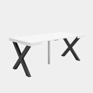 Mesa Consola Extensível, Cozinha, Sala de jantar, 180x90x73cm, Para 8 pessoas, Pés de madeira, Estilo moderno, Branco