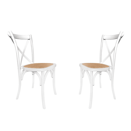 Conjunto de 2 cadeiras de jantar Provenza Rattan - Branco 52 x 89 x 48 cm
