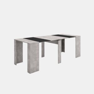 Mesa Consola Extensível, Cozinha, Sala de jantar, 222x90x77cm, Para 10 pessoas, Mesa de Jantar, Cimento