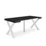 Mesa Consola Extensível, Cozinha, Sala de jantar, 180x90x73cm, Para 8 pessoas, Pés de madeira, Estilo moderno, Preto