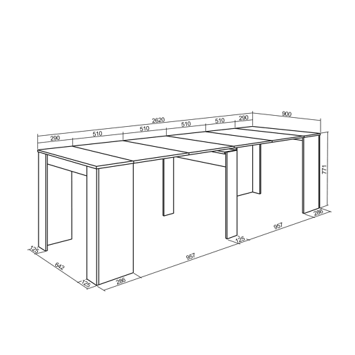 Mesa Consola ExtensÃvel, Cozinha, Sala de jantar, 262x90x77cm, Para 12 pessoas, Mesa de Jantar, Carvalho Mesa Consola ExtensÃvel, Cozinha, Sala de jantar, 262x90x77cm, Para 12 pessoas, Mesa de Jantar, Carvalho
