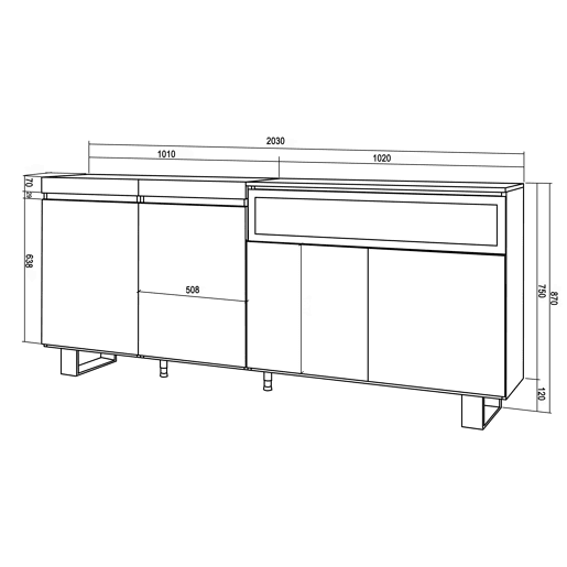 Aparador sala de jantar, Sala, Cozinha, Entrada, TV, 200x35x87cm, 4 Portas, Lareira eléctrica, Design industrial, Estilo moderno, Carvalho e preto Aparador sala de jantar, Sala, Cozinha, Entrada, TV, 200x35x87cm, 4 Portas, Lareira eléctrica, Design industrial, Estilo moderno, Carvalho e preto