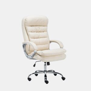 Silla de oficina XXL Vancouver Simil cuero Crema 77X68X116 cm