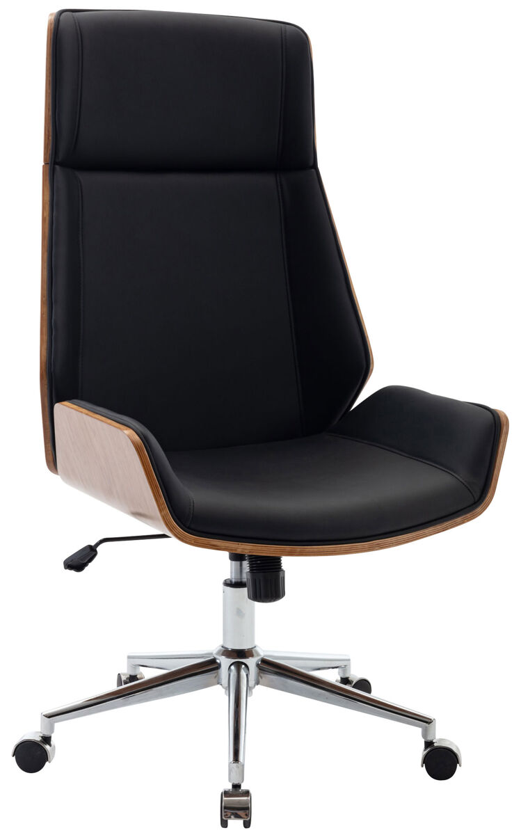 Silla de oficina breda simil cuero nogal/negro 63x60x113 cm
