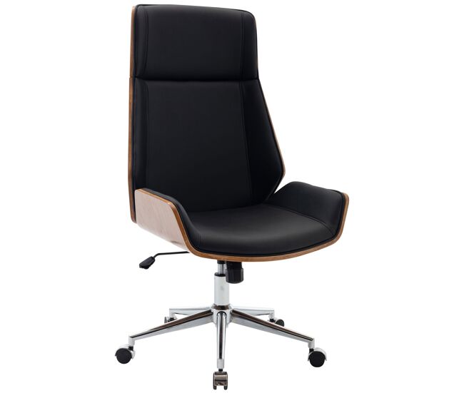 Silla de oficina breda simil cuero nogal/negro 63x60x113 cm