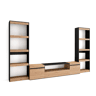 Conjunto de móveis TV, Mobiliário sala de estar, 320x35x186cm, Para televisores até 80, Estante para TV, Estilo moderno, Carvalho e preto