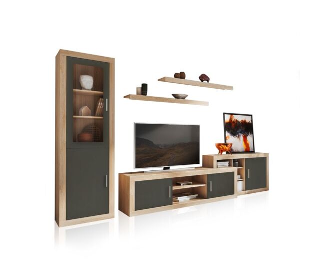 Salón nuka v11 cambria - grafito 330 x 193,2 x 41,4 cm
