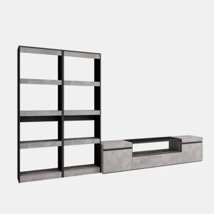 Conjunto de móveis TV, Mobiliário sala de estar, 320x35x186cm, Para televisores até 80, Estante para TV, Estilo moderno, Cimento