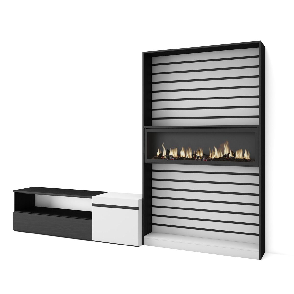 muebles de salon para tv conjunto de muebles comedor 260x35x186cm para tv hasta 65 chimenea electrica estilo moderno blanco y negro