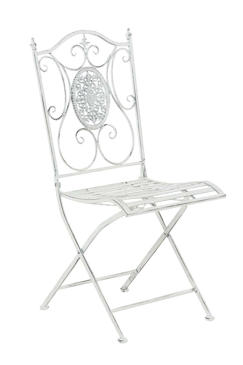 Silla de jardín plegable sibell metal blanco antiguo 49x42x91.5 cm