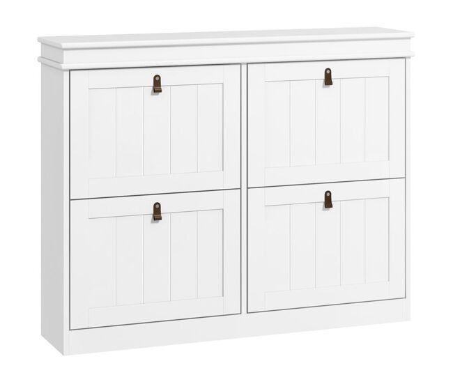 Homcom zapatero estrecho con 4 cajones abatibles, mueble zapatero con estantes ajustables, para 16-20 pares de zapatos, para pasillos, entradas, 105x24x82,5 cm, blanco