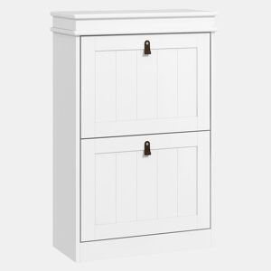 HOMCOM Móvel Sapateira Branco Sapateira Estreita com 2 Portas e Prateleira Ajustável para 10 Pares de Sapatos para Entrada Corredor 54x24x82,5 cm Branco