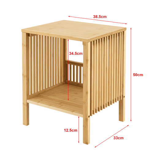 Mesa de apoio multifunções Varde com prateleira em bambu 50 x 39 x 33 cm - Cor natural en.casa