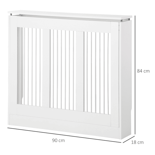 HOMCOM Cobertura de Radiador Branca 90x18x84 cm Cobertura de Radiador de MDF Desenho Moderno para Sala de Estar Dormitório Branco