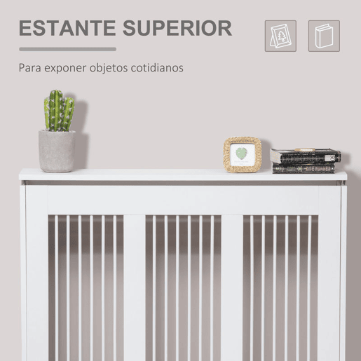 HOMCOM Cobertura de Radiador Branca 90x18x84 cm Cobertura de Radiador de MDF Desenho Moderno para Sala de Estar Dormitório Branco