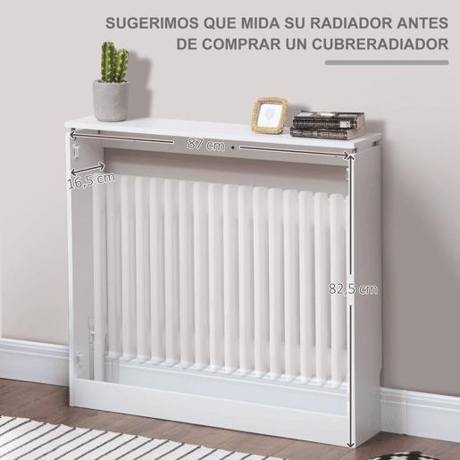 HOMCOM Cobertura de Radiador Branca 90x18x84 cm Cobertura de Radiador de MDF Desenho Moderno para Sala de Estar Dormitório Branco