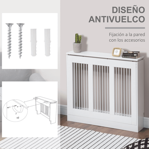 HOMCOM Cobertura de Radiador Branca 90x18x84 cm Cobertura de Radiador de MDF Desenho Moderno para Sala de Estar Dormitório Branco