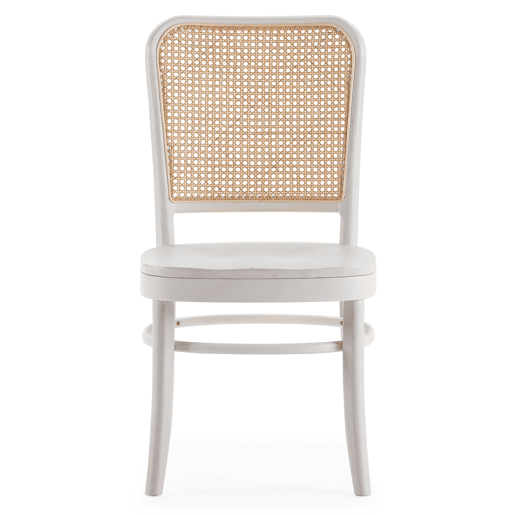 Pack de 2 cadeiras Vesta em Branco, Madeira Maciça e Rattan Natural