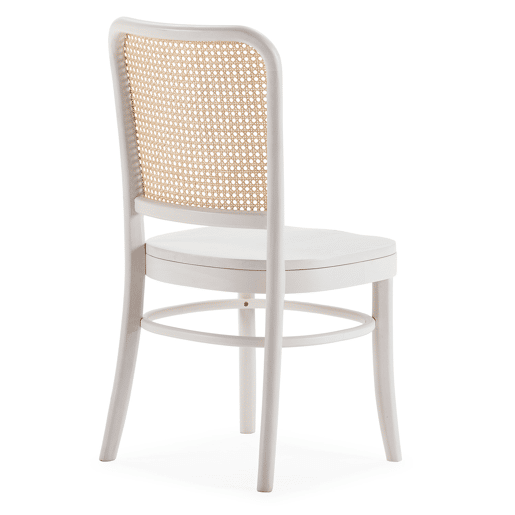 Pack de 2 cadeiras Vesta em Branco, Madeira Maciça e Rattan Natural