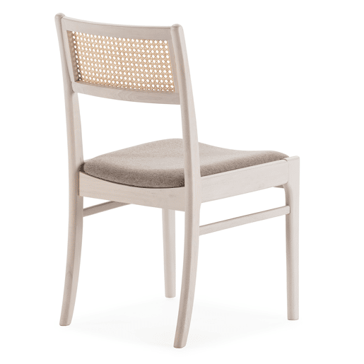 Pack de 2 cadeiras Vilma em Branco Lavado, Madeira Maciça e Rattan Natural