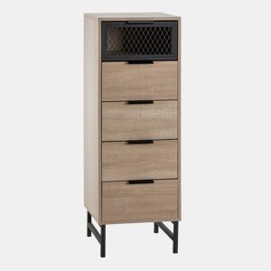 Cômoda alta Hera 4 gavetas 1 porta cor madeira