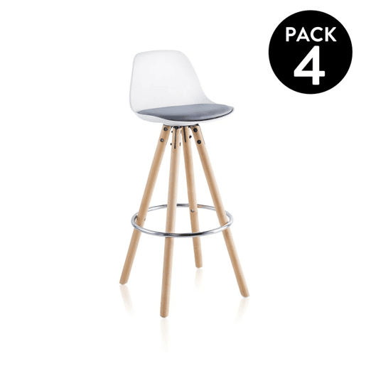 Pack 4 bancos Leif Branco - Cinzento 41 x 96 x 41 cm Pack 4 bancos Leif Branco - Cinzento 41 x 96 x 41 cm