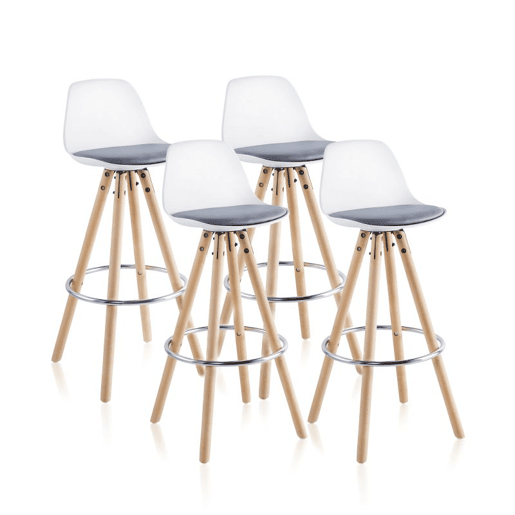 Pack 4 bancos Leif Branco - Cinzento 41 x 96 x 41 cm Pack 4 bancos Leif Branco - Cinzento 41 x 96 x 41 cm