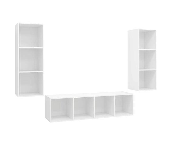 Juego de muebles de salón 3 piezas madera ingeniería blanco