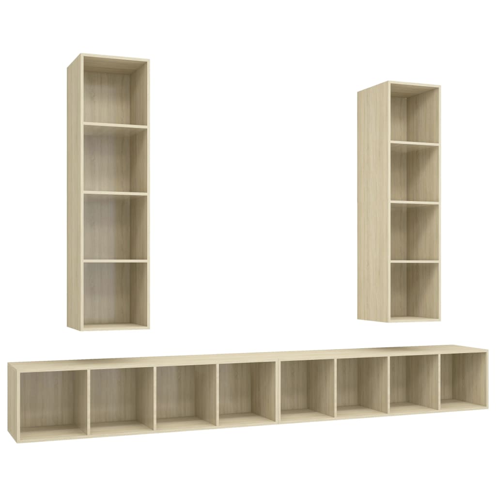 muebles de salon de pared 4 piezas madera ingenieria roble sonoma
