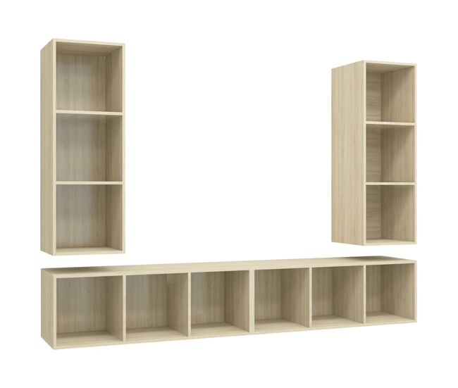 Muebles de salón de pared 4 piezas madera ingeniería roble sonoma