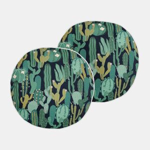 Conjunto de 2 almofadas de jardim BUSSANA Padrão de plantas 40 x 40 cm Verde